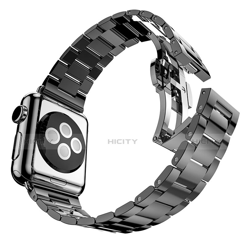 Bracelet Metal Acier Inoxydable pour Apple iWatch 38mm Noir Plus