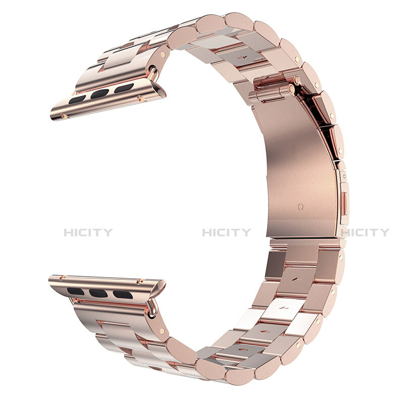 Bracelet Metal Acier Inoxydable pour Apple iWatch 5 44mm Or Rose Plus