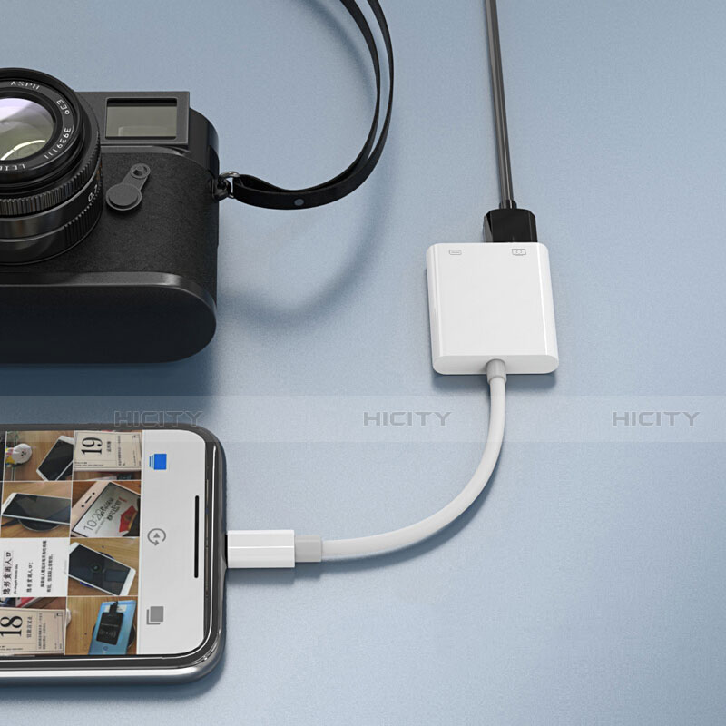 Cable Lightning vers USB OTG H01 pour Apple iPad Pro 12.9 (2018) Blanc Plus
