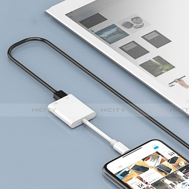 Cable Lightning vers USB OTG H01 pour Apple iPhone 11 Blanc Plus