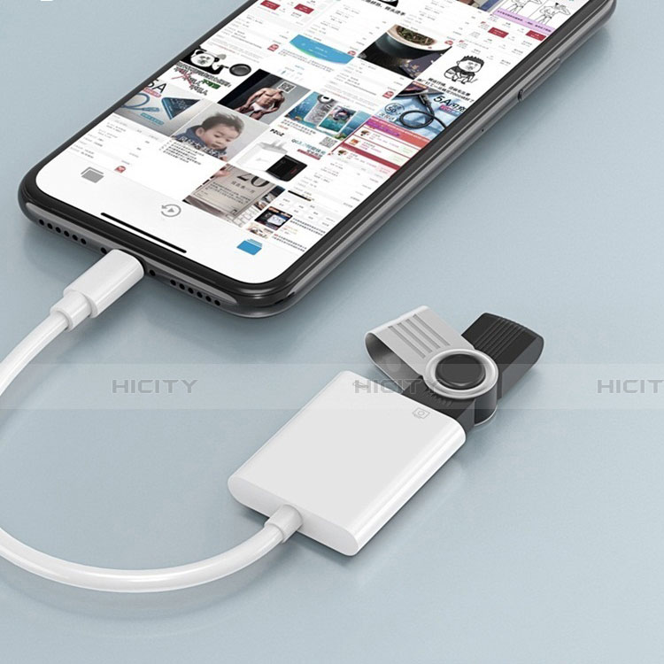 Cable Lightning vers USB OTG H01 pour Apple iPhone 11 Blanc Plus