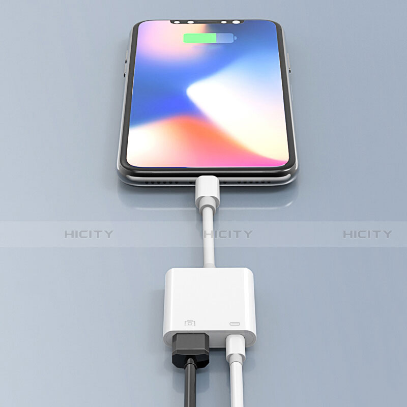 Cable Lightning vers USB OTG H01 pour Apple iPhone 14 Plus Blanc Plus