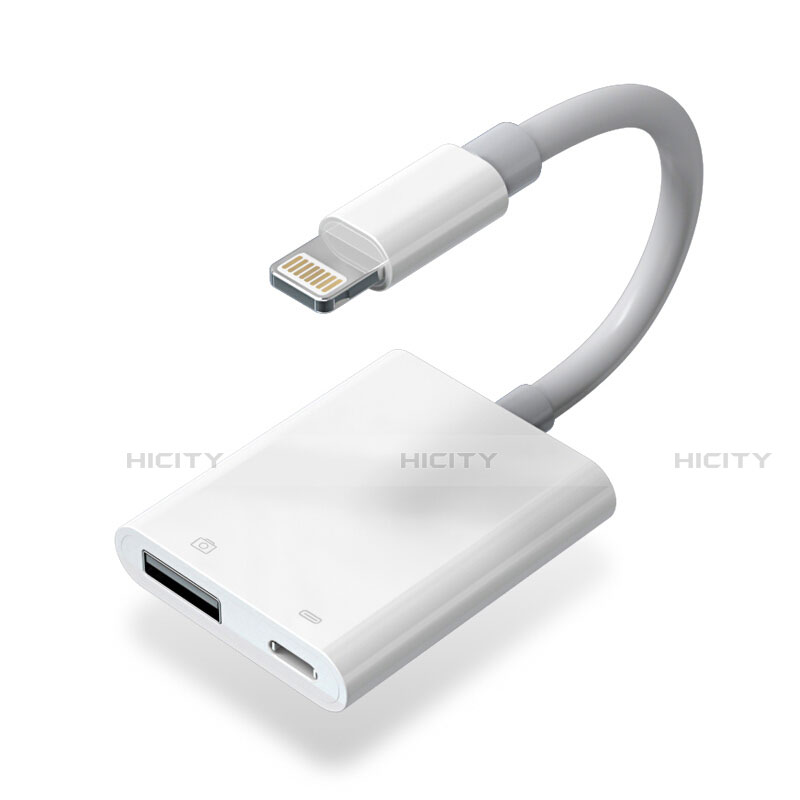 Cable Lightning vers USB OTG H01 pour Apple iPhone 14 Pro Blanc Plus