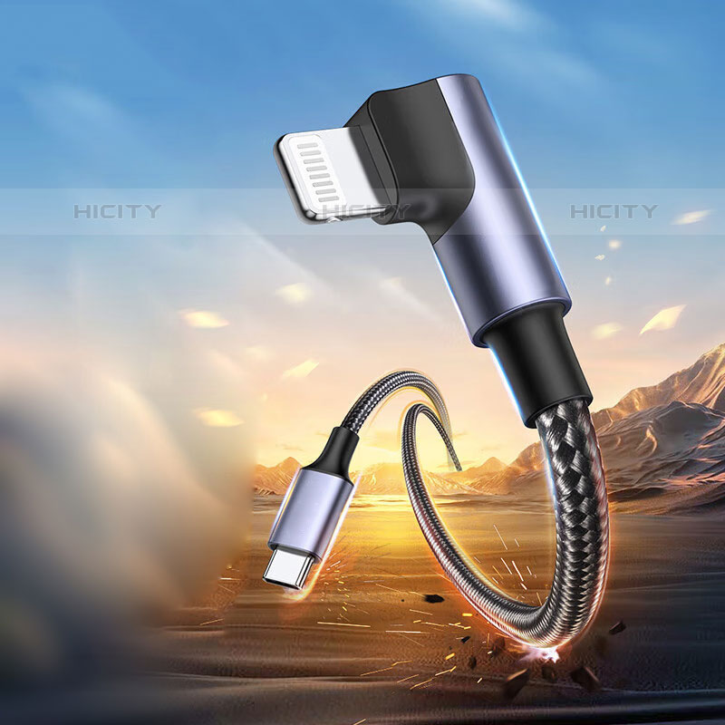 Cable Type-C USB-C vers Lightning USB H01 pour Apple iPad Air 5 10.9 (2022) Gris Fonce Plus