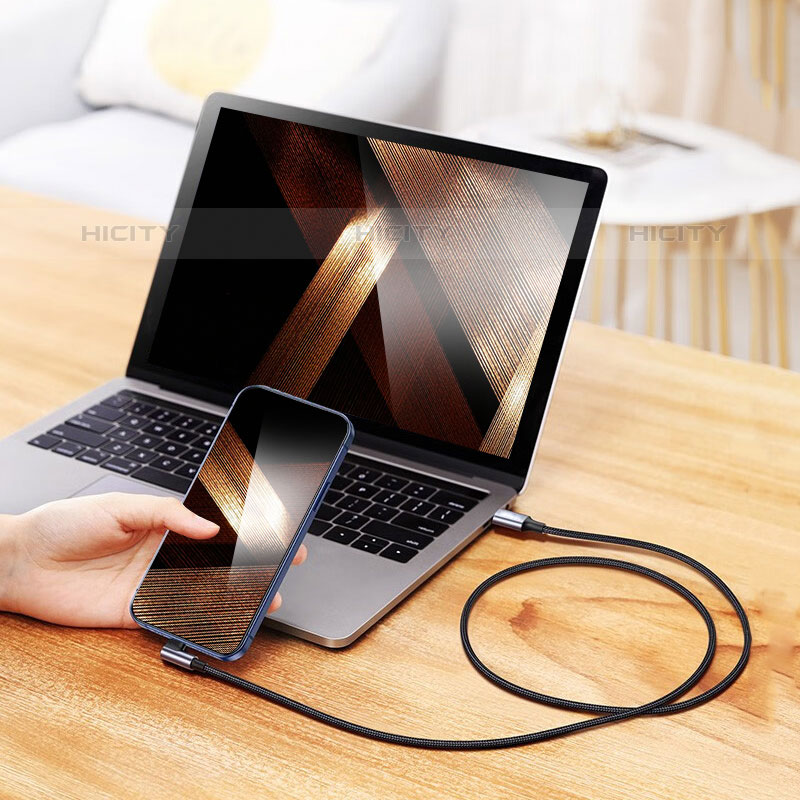 Cable Type-C USB-C vers Lightning USB H01 pour Apple iPad Air 5 10.9 (2022) Gris Fonce Plus