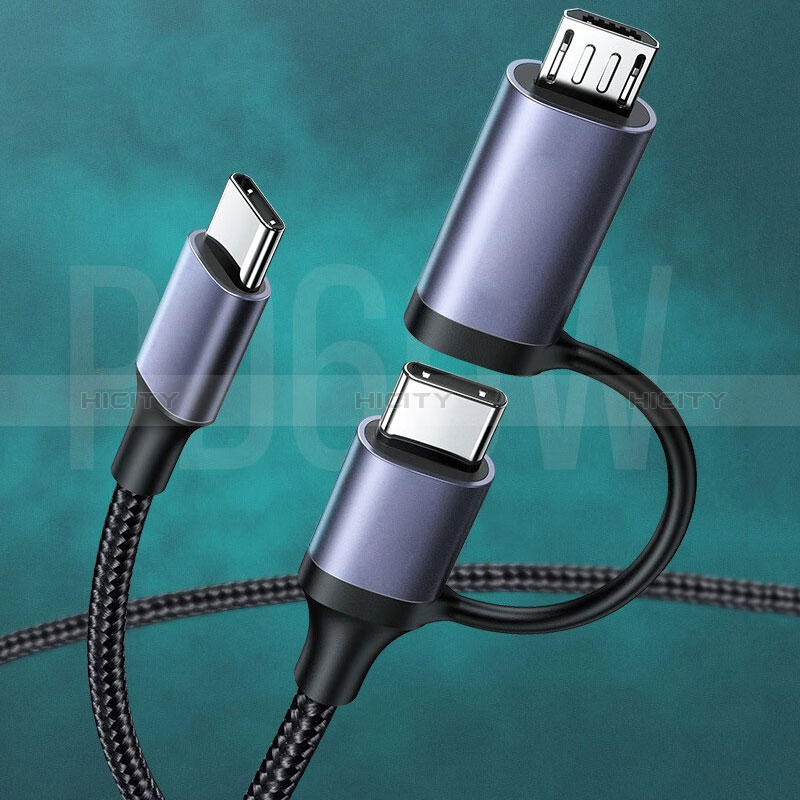 Cable Type-C USB-C vers Type-C USB-C 60W H02 Noir Plus