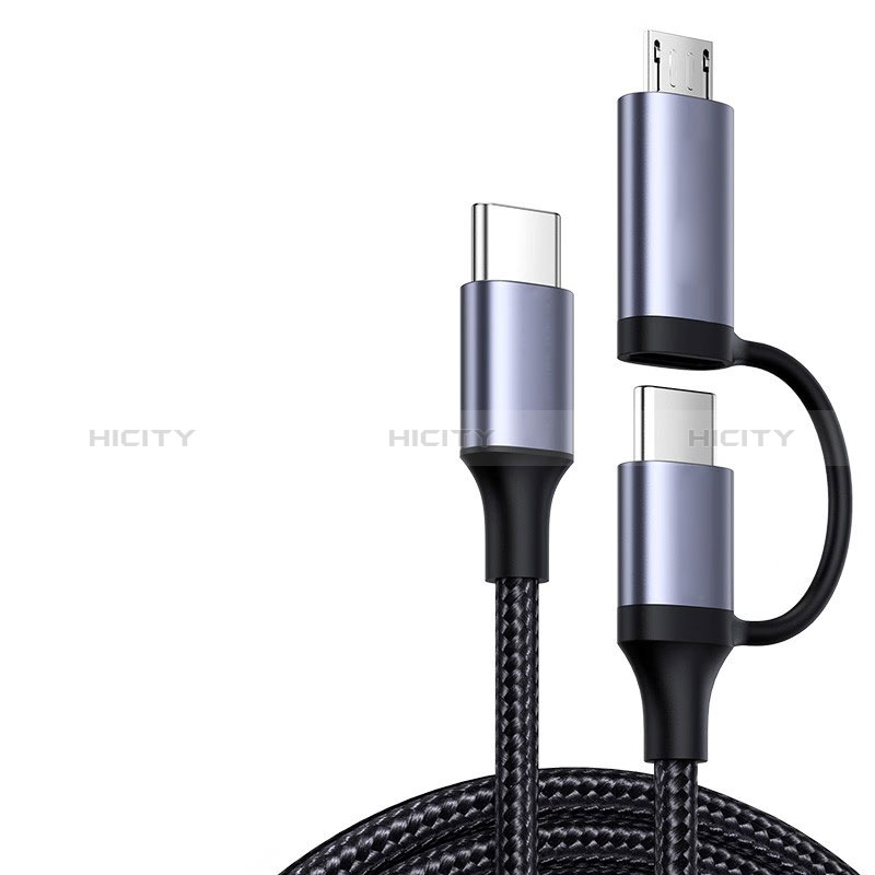 Cable Type-C USB-C vers Type-C USB-C 60W H03 pour Apple iPad Pro 12.9 (2022) Gris Fonce Plus
