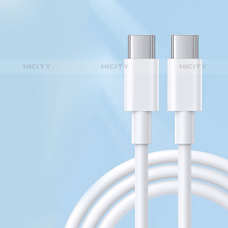 Cable Type-C USB-C vers Type-C USB-C 6A pour Apple iPhone 15 Plus Blanc Plus