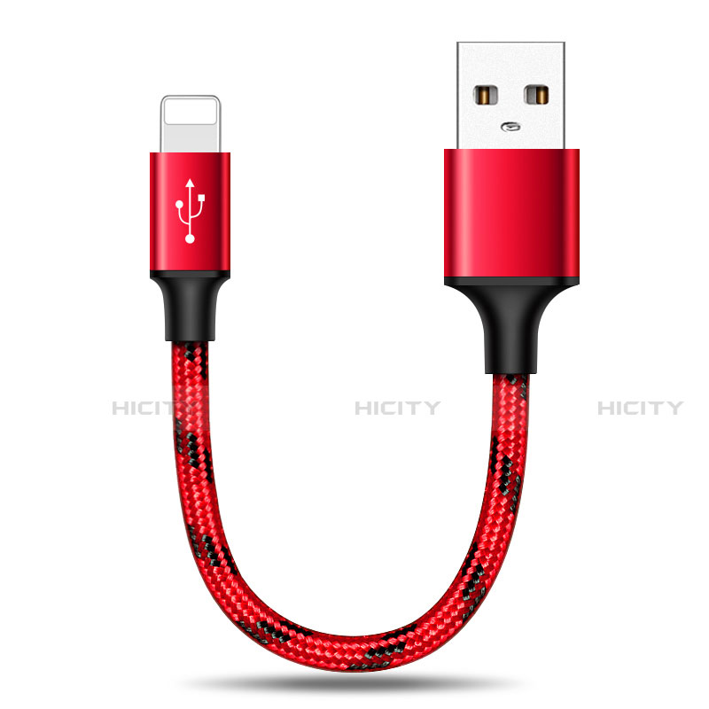 Chargeur Cable Data Synchro Cable 25cm S03 pour Apple iPhone 13 Pro Rouge Plus