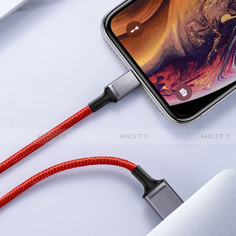 Chargeur Cable Data Synchro Cable C03 pour Apple iPhone 11 Pro Max Rouge Plus