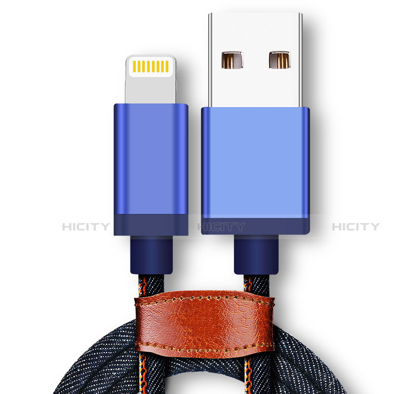 Chargeur Cable Data Synchro Cable D01 pour Apple iPhone SE Bleu Plus