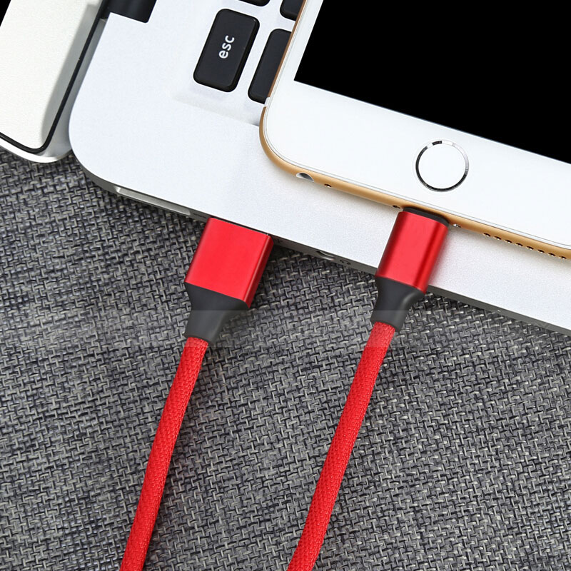 Chargeur Cable Data Synchro Cable D03 pour Apple iPhone 11 Pro Rouge Plus