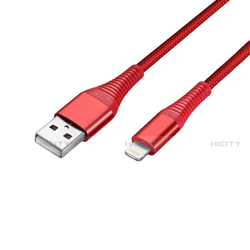 Chargeur Cable Data Synchro Cable D14 pour Apple iPhone 12 Pro Max Rouge Plus
