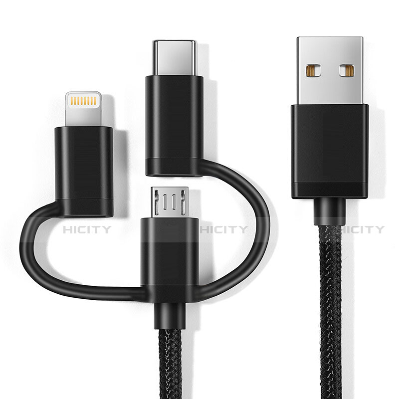 Chargeur Lightning Cable Data Synchro Cable Android Micro USB C01 pour Apple iPhone 13 Mini Noir Plus