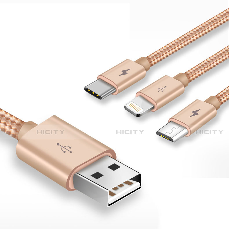 Chargeur Lightning Cable Data Synchro Cable Android Micro USB Type-C ML03 Or Plus