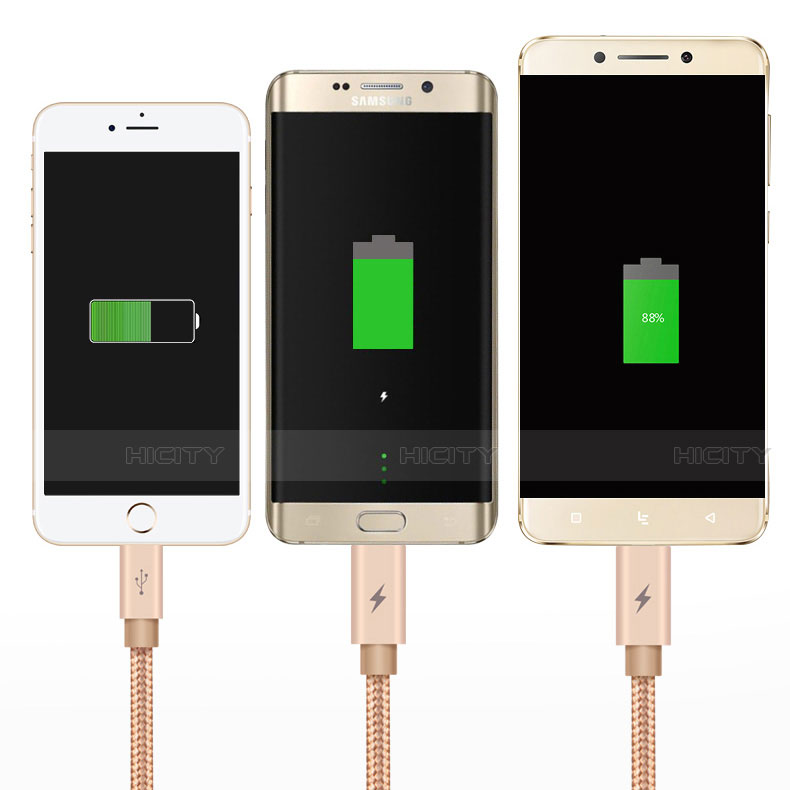Chargeur Lightning Cable Data Synchro Cable Android Micro USB Type-C ML03 Or Plus