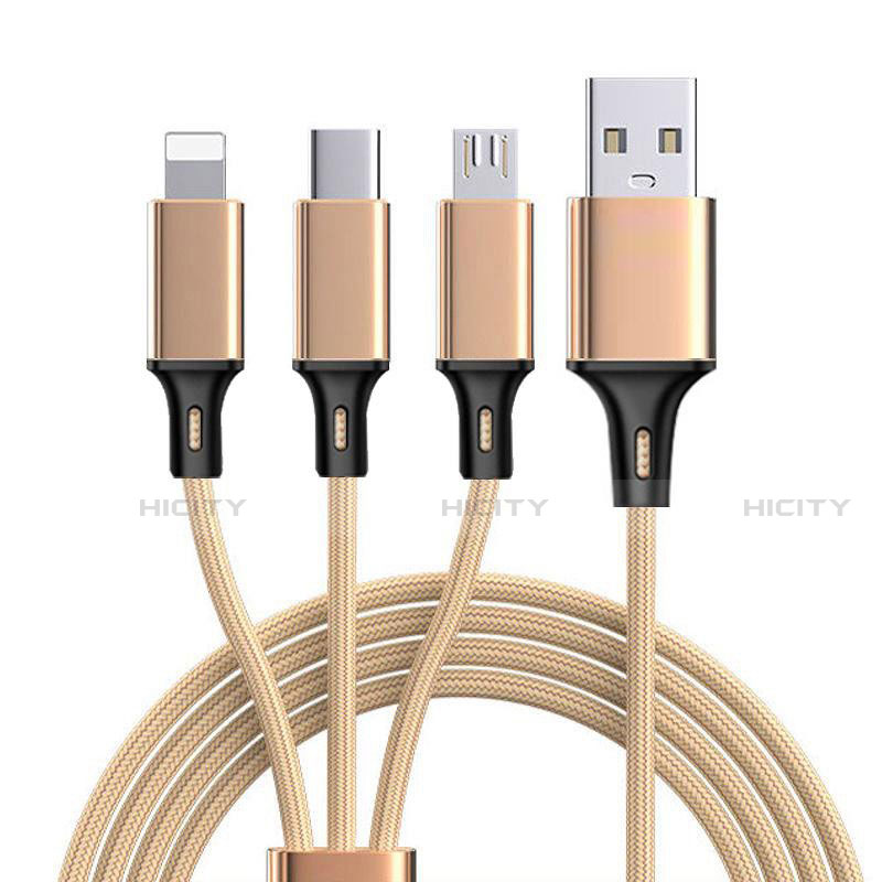 Chargeur Lightning Cable Data Synchro Cable Android Micro USB Type-C ML08 Or Plus
