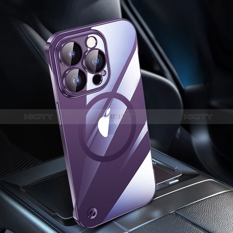 Coque Antichocs Rigide Transparente Crystal Etui Housse avec Mag-Safe Magnetic Magnetique QC1 pour Apple iPhone 12 Pro Violet Plus