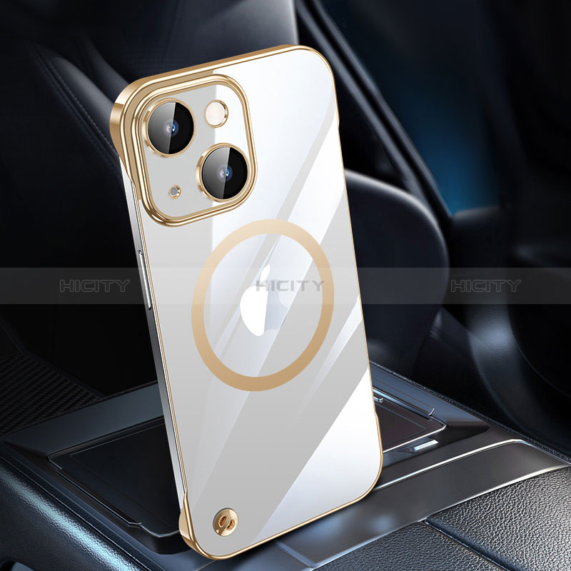 Coque Antichocs Rigide Transparente Crystal Etui Housse avec Mag-Safe Magnetic Magnetique QC1 pour Apple iPhone 14 Plus Or Plus