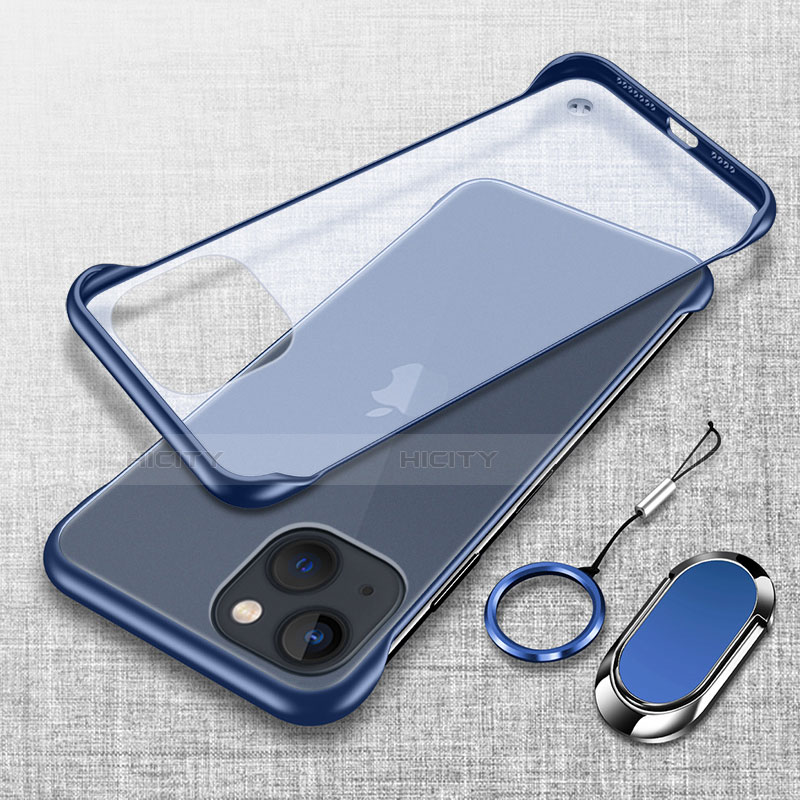 Coque Antichocs Rigide Transparente Crystal Etui Housse avec Support Bague Anneau Aimante Magnetique pour Apple iPhone 13 Mini Bleu Plus