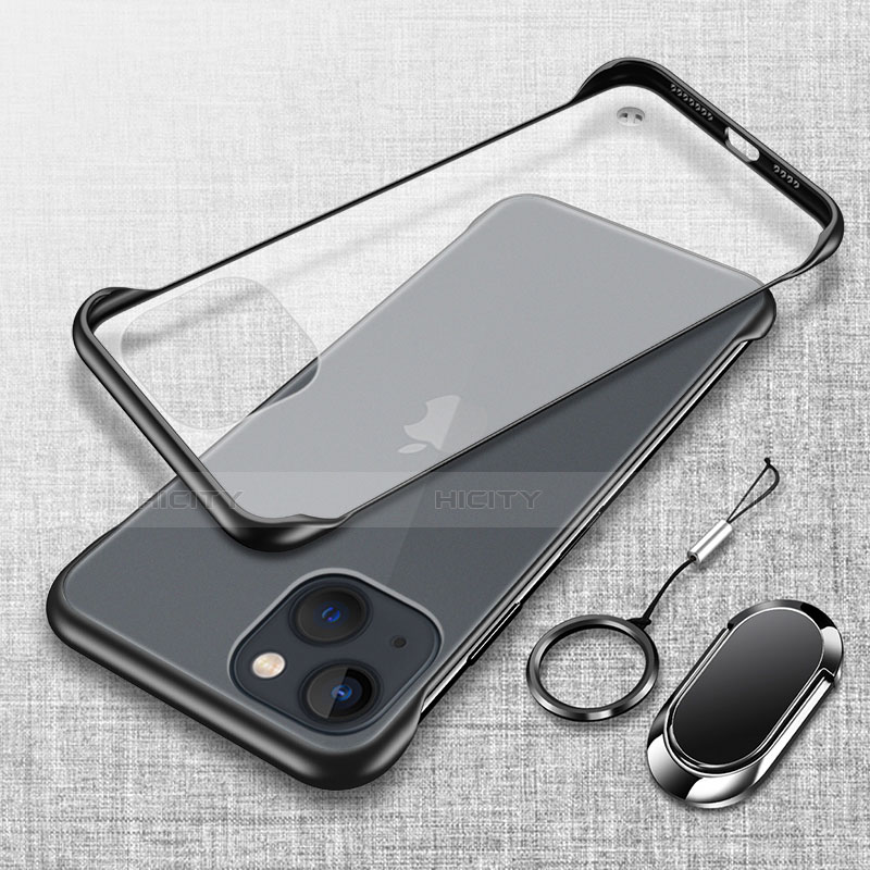 Coque Antichocs Rigide Transparente Crystal Etui Housse avec Support Bague Anneau Aimante Magnetique pour Apple iPhone 13 Mini Noir Plus