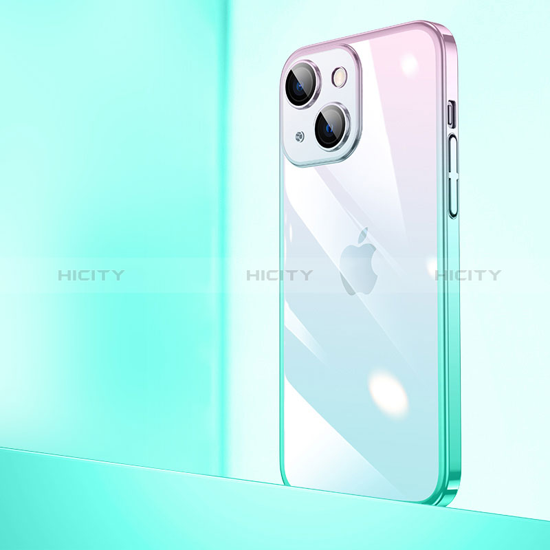 Coque Antichocs Rigide Transparente Crystal Etui Housse Degrade QC1 pour Apple iPhone 13 Mini Vert Plus