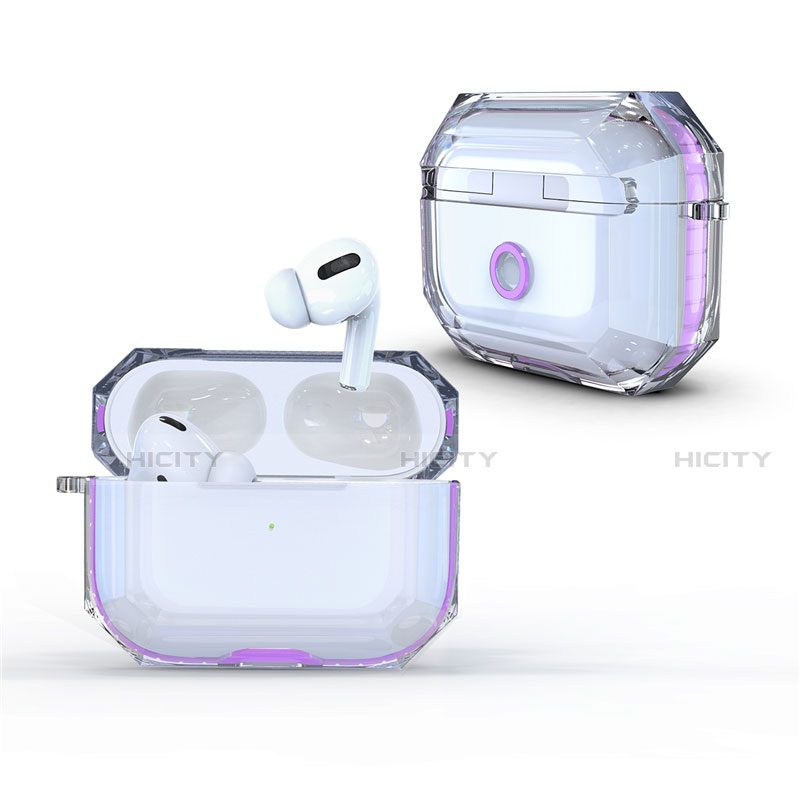 Coque Antichocs Rigide Transparente Crystal Etui Housse H01 pour Apple AirPods Pro Violet Plus