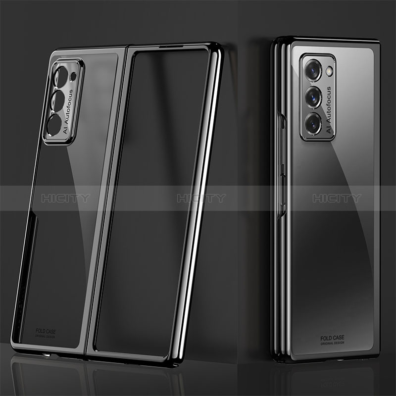 Coque Antichocs Rigide Transparente Crystal Etui Housse H01 pour Samsung Galaxy Z Fold2 5G Noir Plus