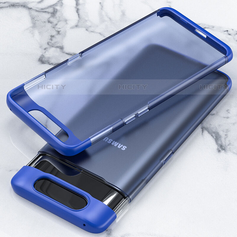 Coque Antichocs Rigide Transparente Crystal Etui Housse H02 pour Samsung Galaxy A80 Bleu Plus