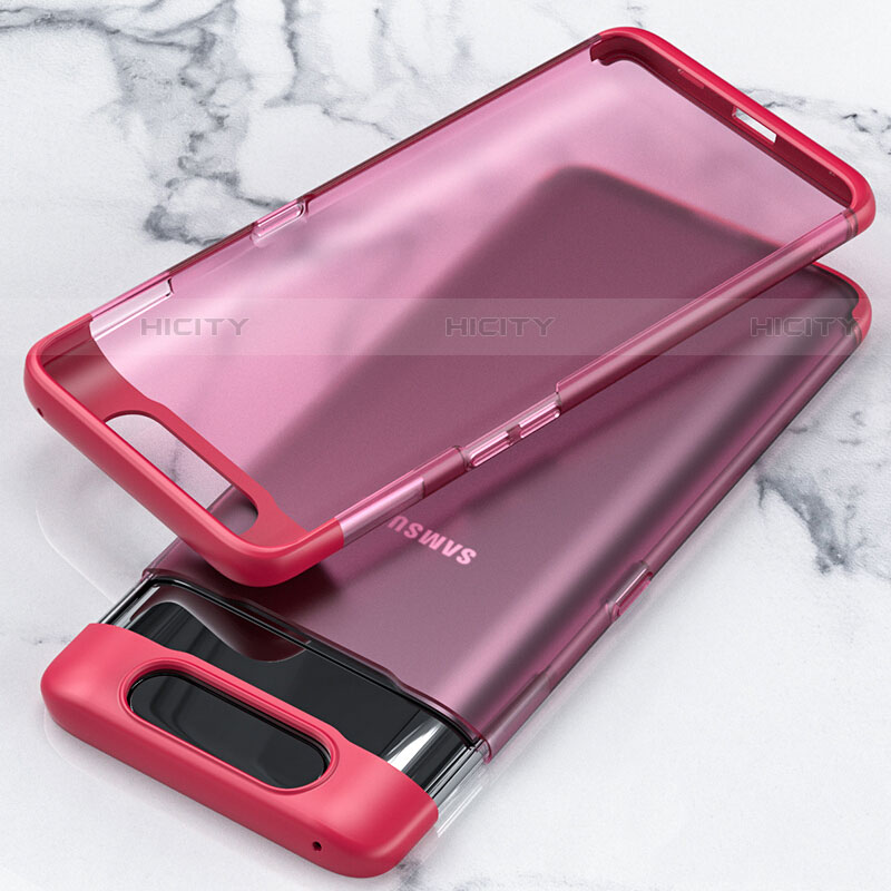 Coque Antichocs Rigide Transparente Crystal Etui Housse H02 pour Samsung Galaxy A80 Rouge Plus