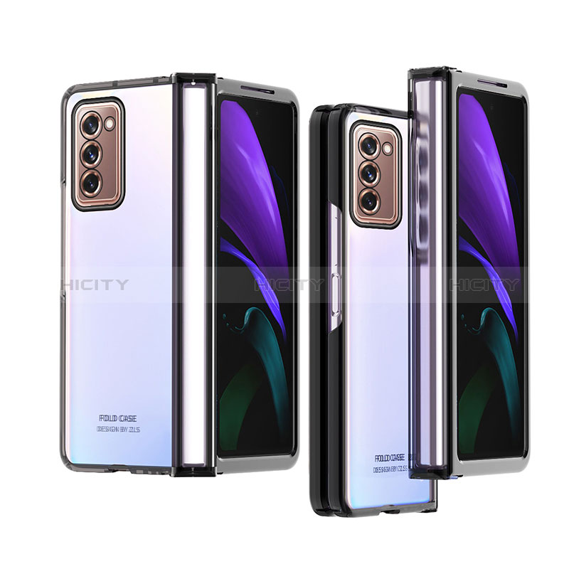 Coque Antichocs Rigide Transparente Crystal Etui Housse H02 pour Samsung Galaxy Z Fold2 5G Noir Plus
