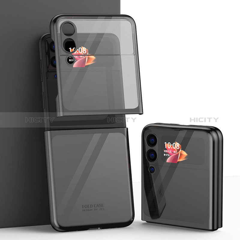 Coque Antichocs Rigide Transparente Crystal Etui Housse H03 pour Samsung Galaxy Z Flip3 5G Noir Plus