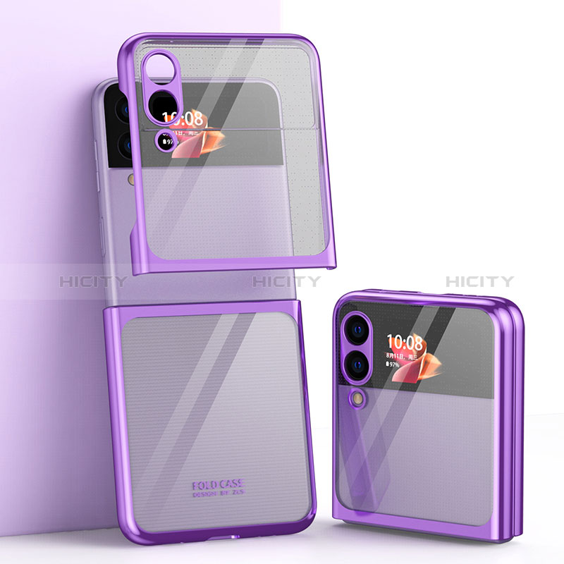 Coque Antichocs Rigide Transparente Crystal Etui Housse H03 pour Samsung Galaxy Z Flip3 5G Violet Plus