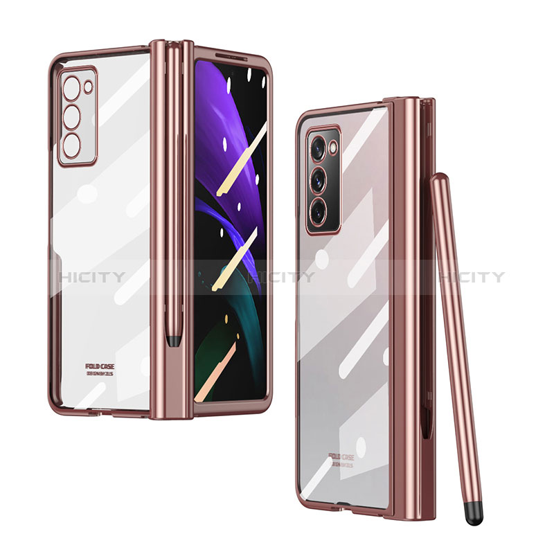 Coque Antichocs Rigide Transparente Crystal Etui Housse H03 pour Samsung Galaxy Z Fold2 5G Or Rose Plus