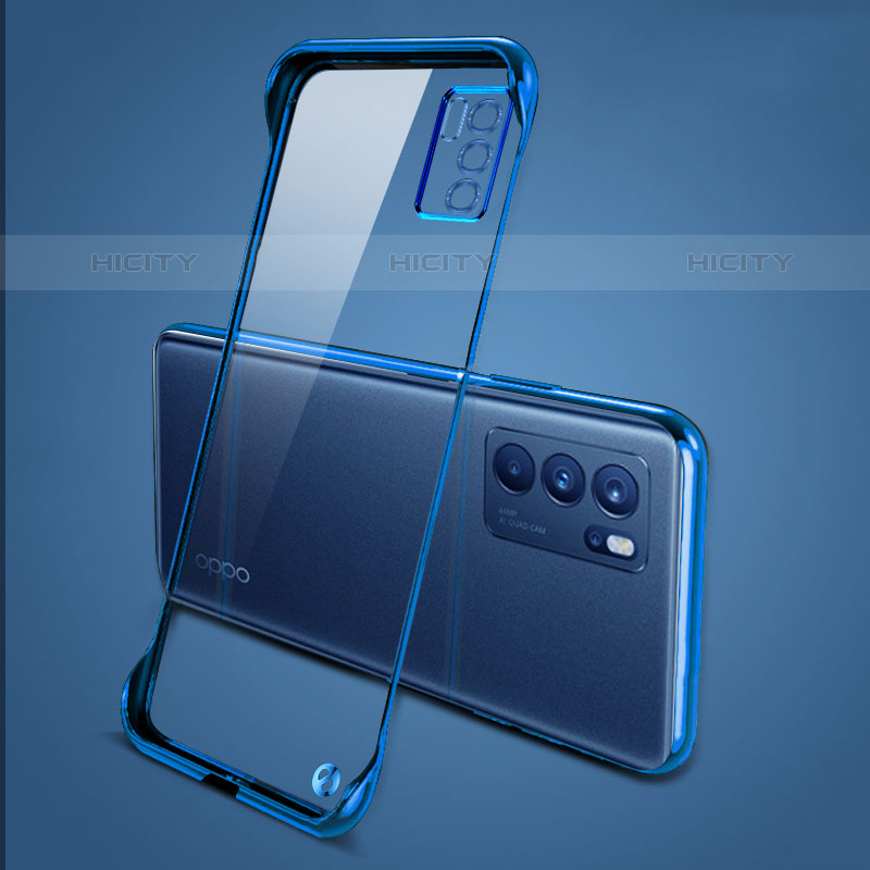 Coque Antichocs Rigide Transparente Crystal Etui Housse H04 pour Oppo Reno6 5G Bleu Plus