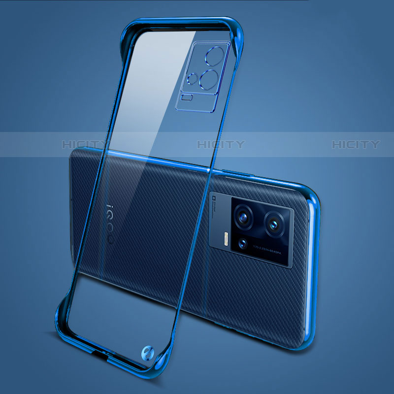 Coque Antichocs Rigide Transparente Crystal Etui Housse H04 pour Vivo iQOO 8 5G Bleu Plus