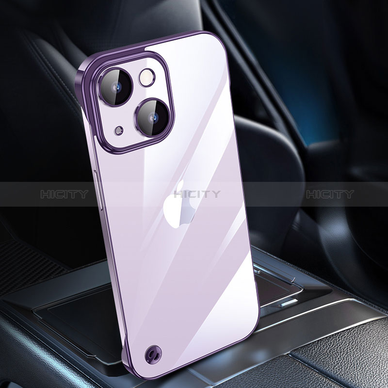 Coque Antichocs Rigide Transparente Crystal Etui Housse QC1 pour Apple iPhone 14 Plus Violet Plus