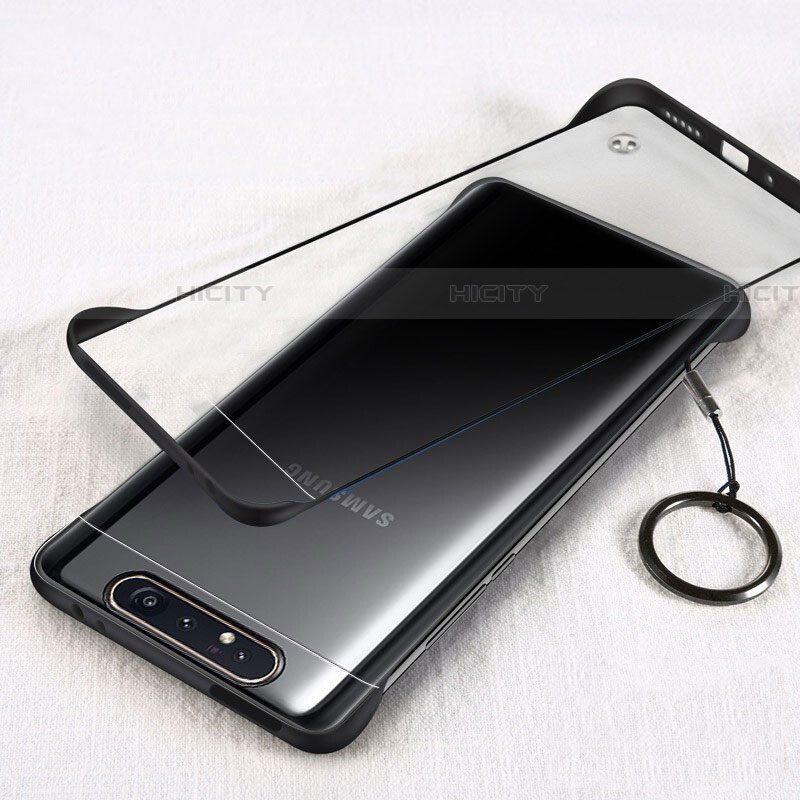 Coque Antichocs Rigide Transparente Crystal Etui Housse S01 pour Samsung Galaxy A80 Noir Plus