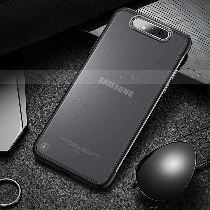 Coque Antichocs Rigide Transparente Crystal Etui Housse S02 pour Samsung Galaxy A80 Noir Plus