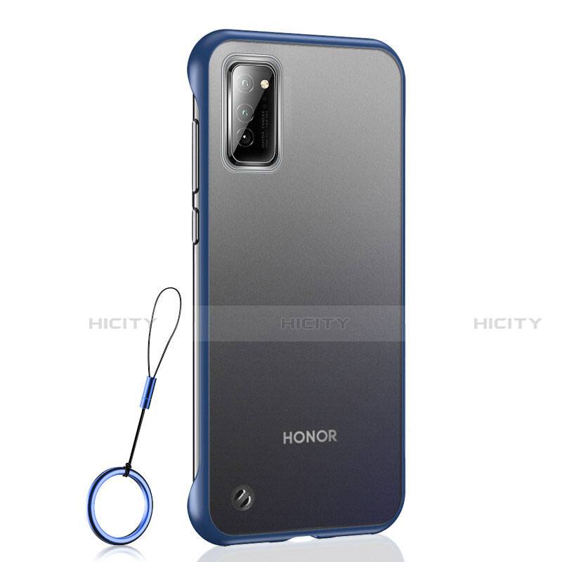 Coque Antichocs Rigide Transparente Crystal Etui Housse S04 pour Huawei Honor V30 5G Bleu Plus