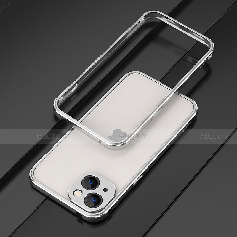 Coque Bumper Luxe Aluminum Metal Etui A01 pour Apple iPhone 13 Mini Argent Plus