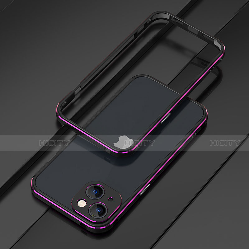 Coque Bumper Luxe Aluminum Metal Etui A01 pour Apple iPhone 13 Mini Violet Plus