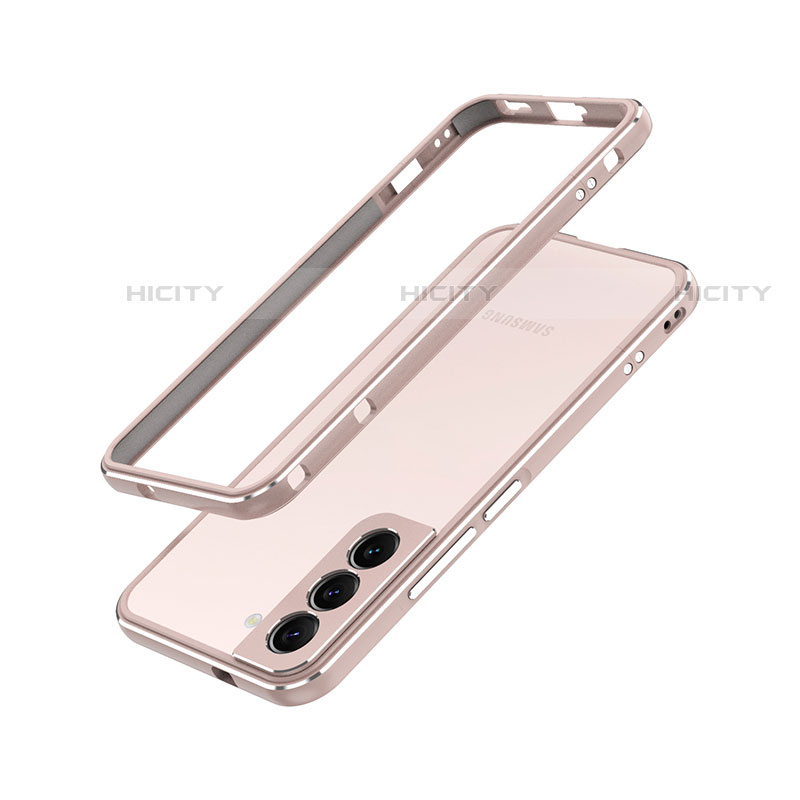 Coque Bumper Luxe Aluminum Metal Etui A01 pour Samsung Galaxy S21 5G Or Rose Plus