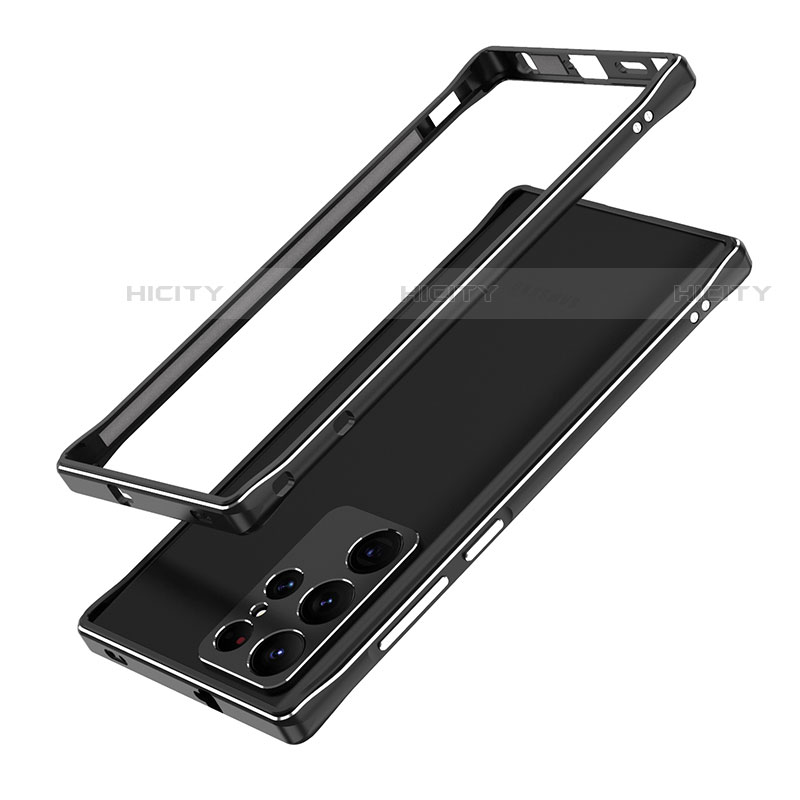 Coque Bumper Luxe Aluminum Metal Etui A01 pour Samsung Galaxy S21 Ultra 5G Noir Plus