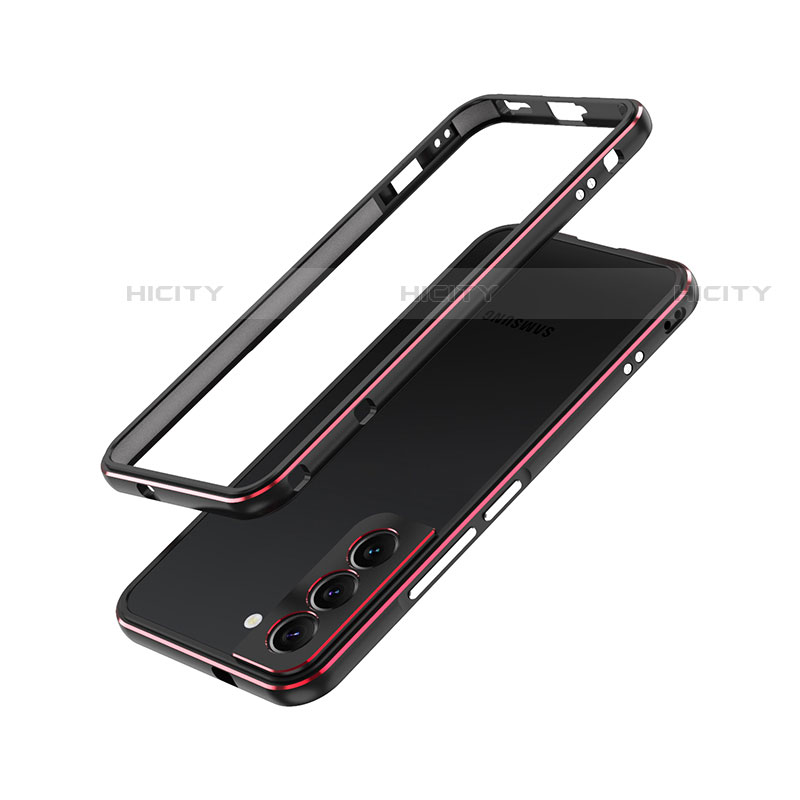 Coque Bumper Luxe Aluminum Metal Etui A01 pour Samsung Galaxy S22 Plus 5G Rouge et Noir Plus