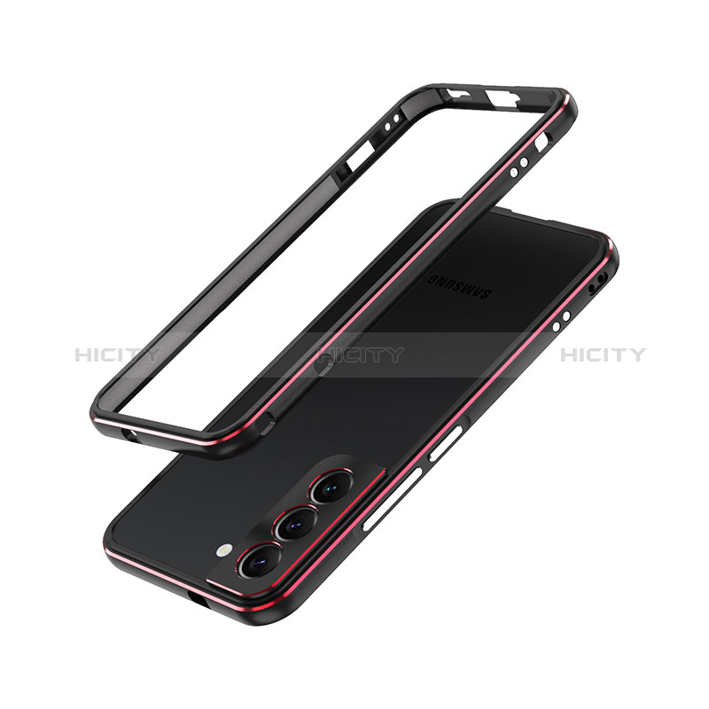 Coque Bumper Luxe Aluminum Metal Etui A01 pour Samsung Galaxy S24 Plus 5G Rouge et Noir Plus