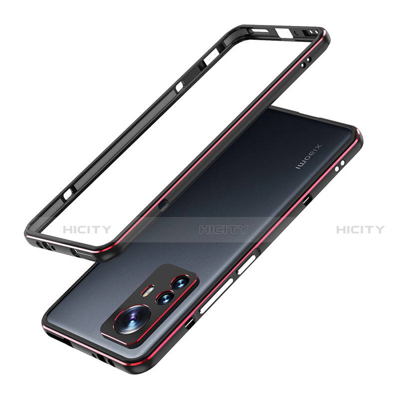 Coque Bumper Luxe Aluminum Metal Etui A01 pour Xiaomi Mi 12 5G Rouge et Noir Plus