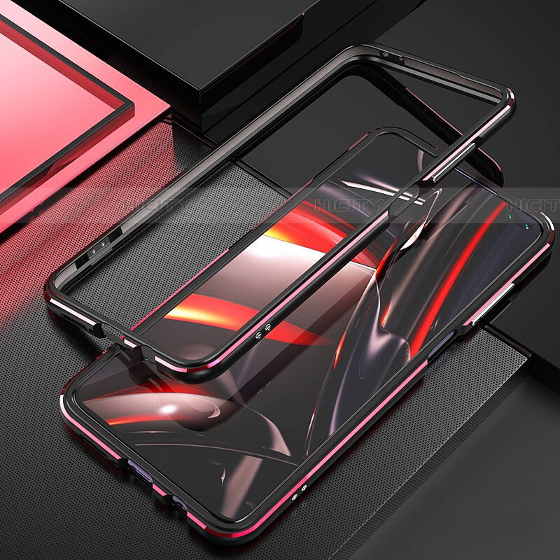 Coque Bumper Luxe Aluminum Metal Etui A01 pour Xiaomi Redmi K30i 5G Rouge et Noir Plus