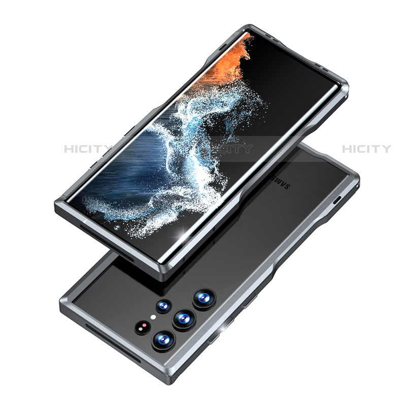 Coque Bumper Luxe Aluminum Metal Etui A03 pour Samsung Galaxy S23 Ultra 5G Gris Plus