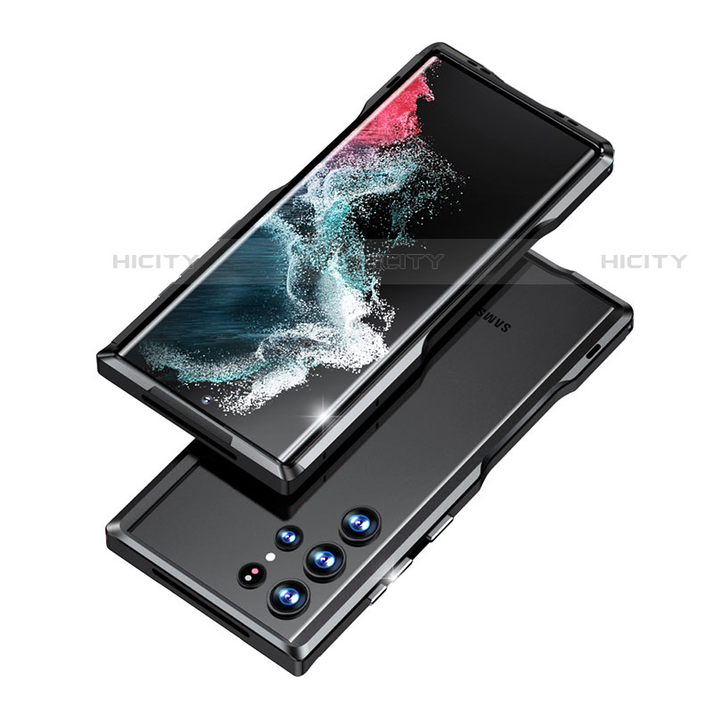 Coque Bumper Luxe Aluminum Metal Etui A03 pour Samsung Galaxy S23 Ultra 5G Noir Plus